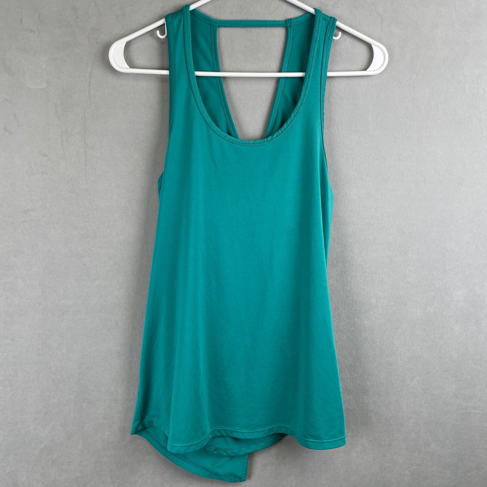 Layer 8 Womens Teal Open Tulip Back Sleeveless Activewear Yoga Gym Tank Top XS